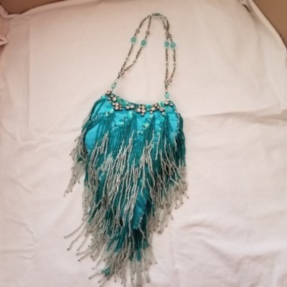Handbags - Vintage-style beaded purse in turquoise